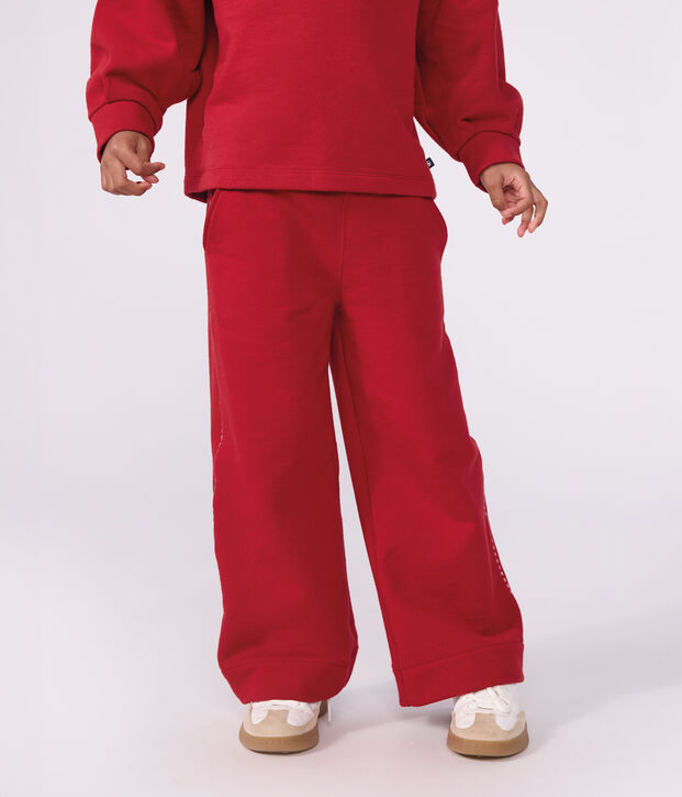 Joggers a gamba ampia in cotone bambino rosso