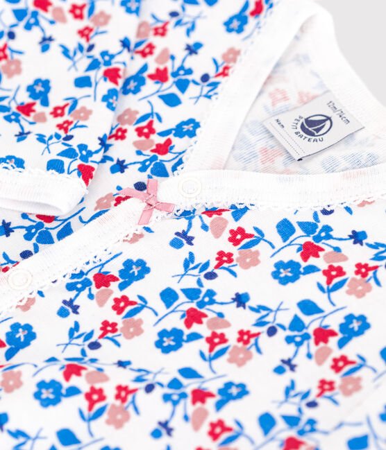 Pigiama in cotone a fiori neonato bianco MARSHMALLOW/bianco MULTICO