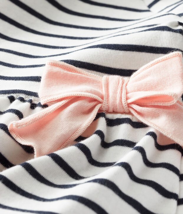 Abito a manica corta rigato beb&egrave; femmina bianco/blu