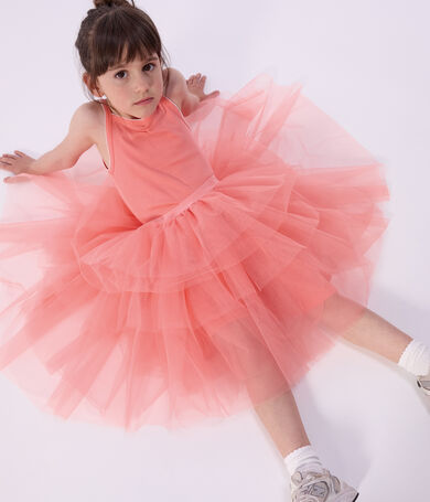 Gonna longuette in tulle tinta unito bambina