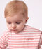 T-shirt a maniche lunghe in cotone a righe neonato. rosa/ecru