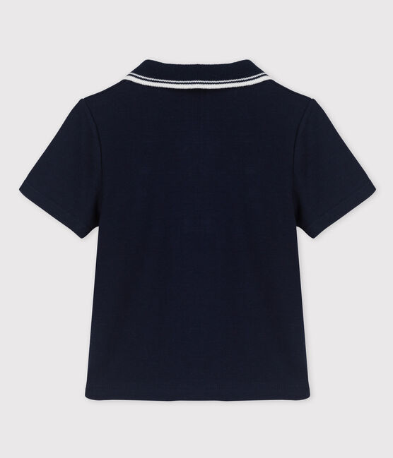 Polo a manica corta in costina bebè maschio blu SMOKING