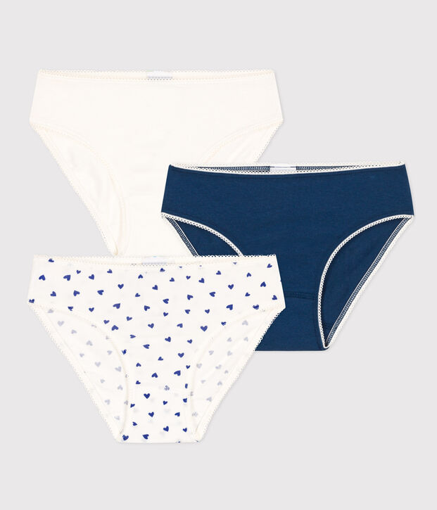 Confezione da 3 slip cuore da bambina in cotone ed elastam multicolore