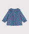 Blusa a maniche lunghe in velluto con mele stampate neonata blu ADRIATIC/ MULTICO