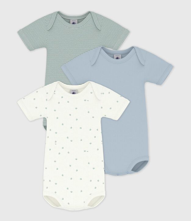 Set di body a maniche corte in cotone con stampa neonato multicolore