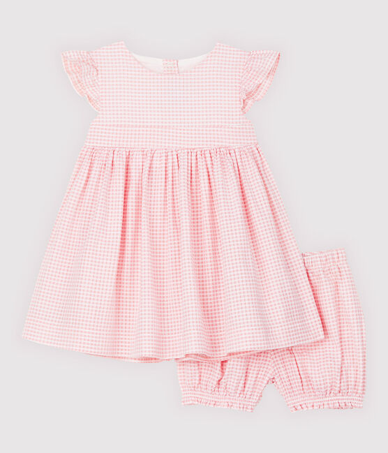 Abito e bloomer bebè femmina. rosa MINOIS/bianco MARSHMALLOW