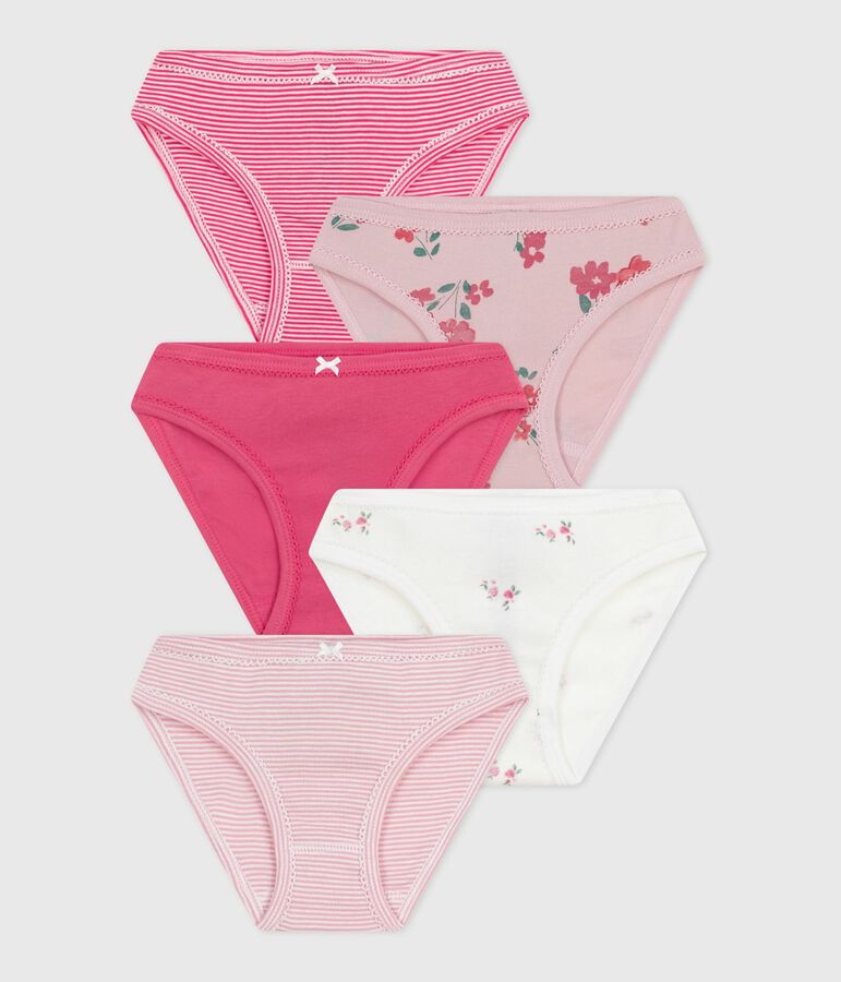 Set di slip in cotone con stampa a fiori bambina multicolore