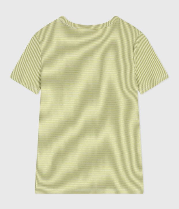 T-shirt a maniche corte in cotone a righe donna verde/bianco