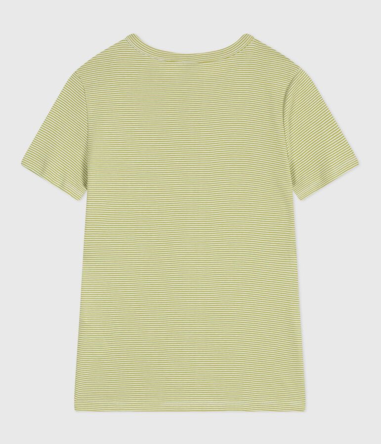 T-shirt a maniche corte in cotone a righe donna verde/bianco