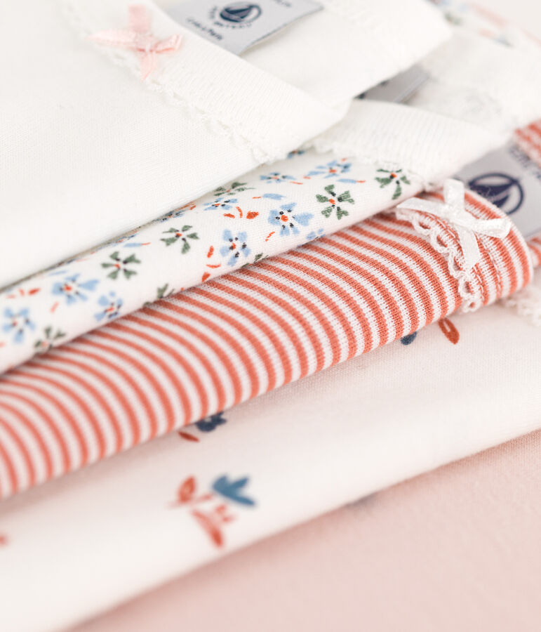 Confezione da 5 body a maniche lunghe, a fiori, beb&egrave;, cotone multicolore