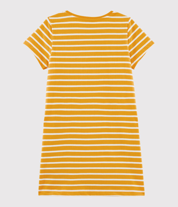 Abito manica corta bambina giallo/bianco