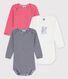 Confezione da 3 body a righe a maniche lunghe in cotone biologico
