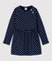 Abito bambina a maniche lunghe in molleton blu SMOKING/bianco MARSHMALLOW