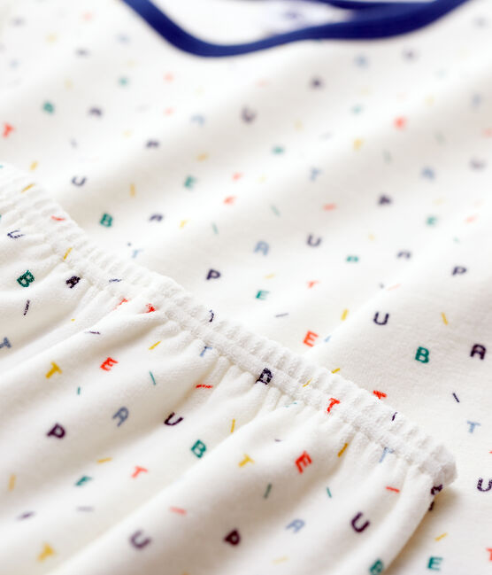 Pigiama fantasia a lettere multicolore in ciniglia bianco MARSHMALLOW/bianco MULTICO