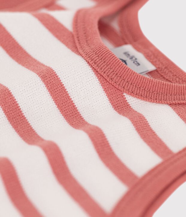 Tutina corta beb&egrave; in jersey spesso bianco/rosa