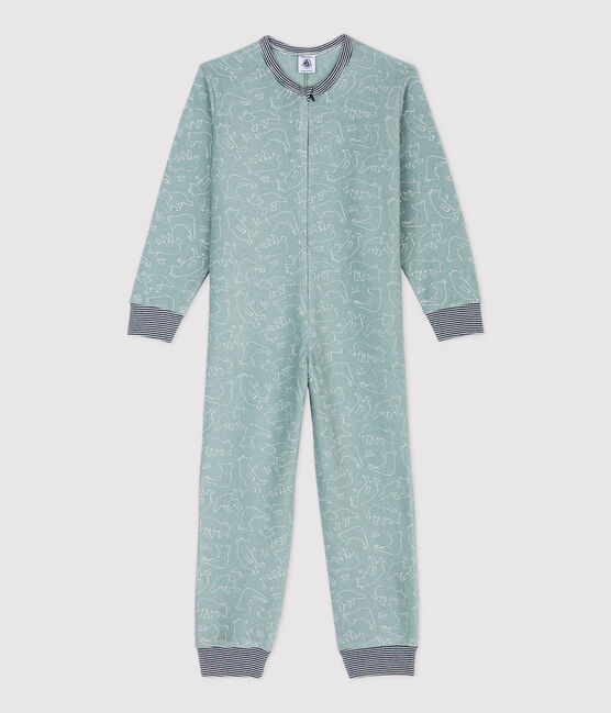 Pigiama intero bambino fantasia orso in spunga bouclette grattata SEDUMBLUE/ MARSHMALLOW