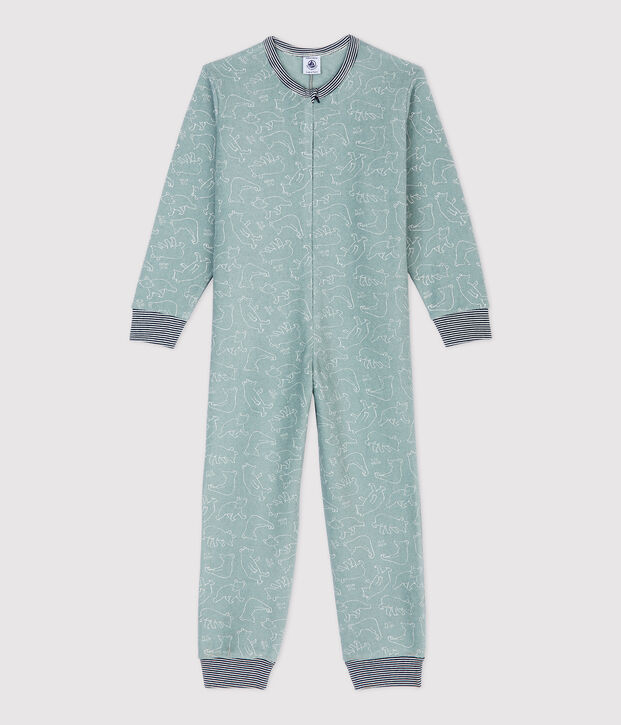 Pigiama intero bambino fantasia orso in spunga bouclette grattata grigio/bianco