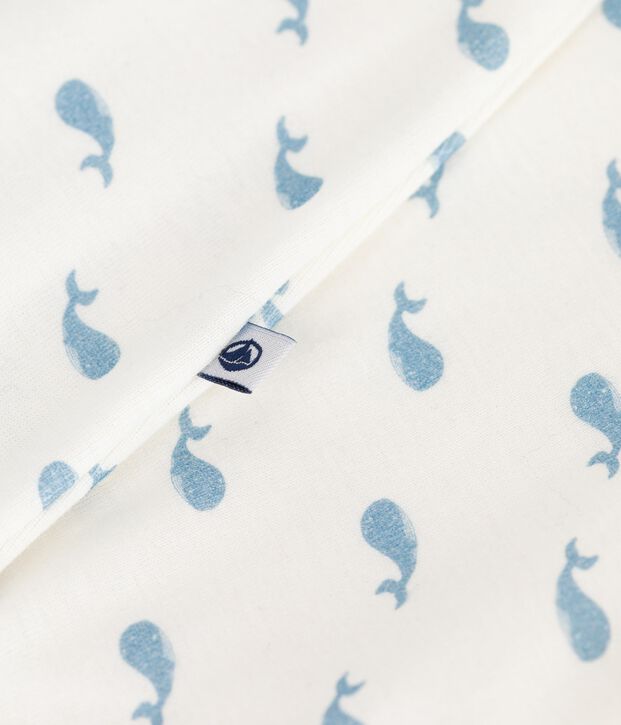 Bodyjama senza piedini in cotone con balene stampate neonato bianco/blu