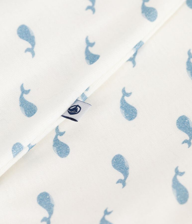 Bodyjama senza piedini in cotone con balene stampate neonato bianco/blu