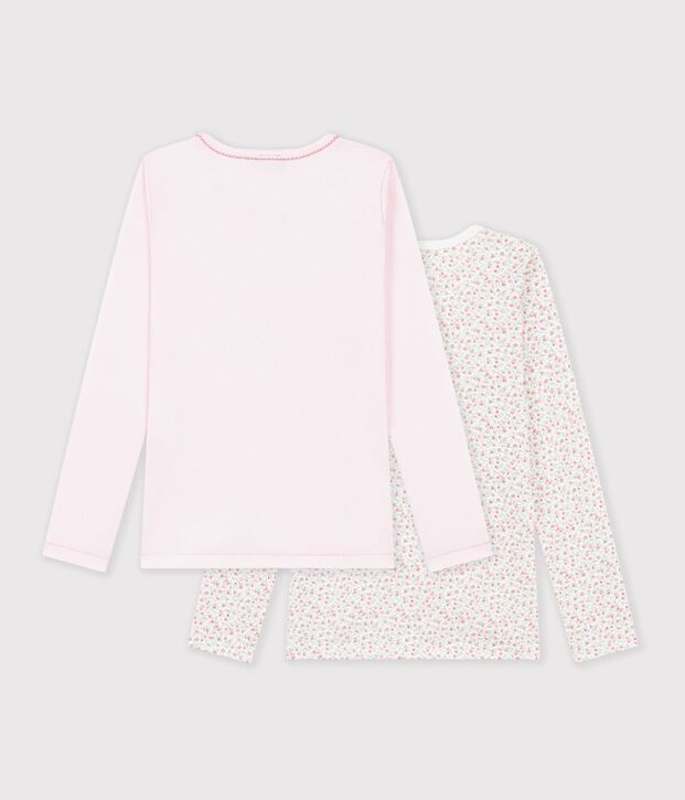 Set T-shirt a maniche lunghe in cotone a fiori bambina multicolore