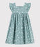 Abito lungo senza maniche in cotone a fiori bambina blu PAUL/bianco MARSHMALLOW