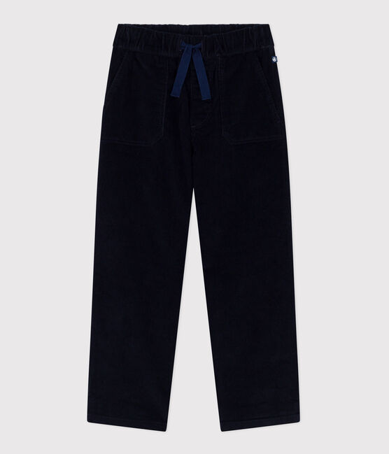 Pantaloni dritti in velluto tinta unita bambino blu SMOKING