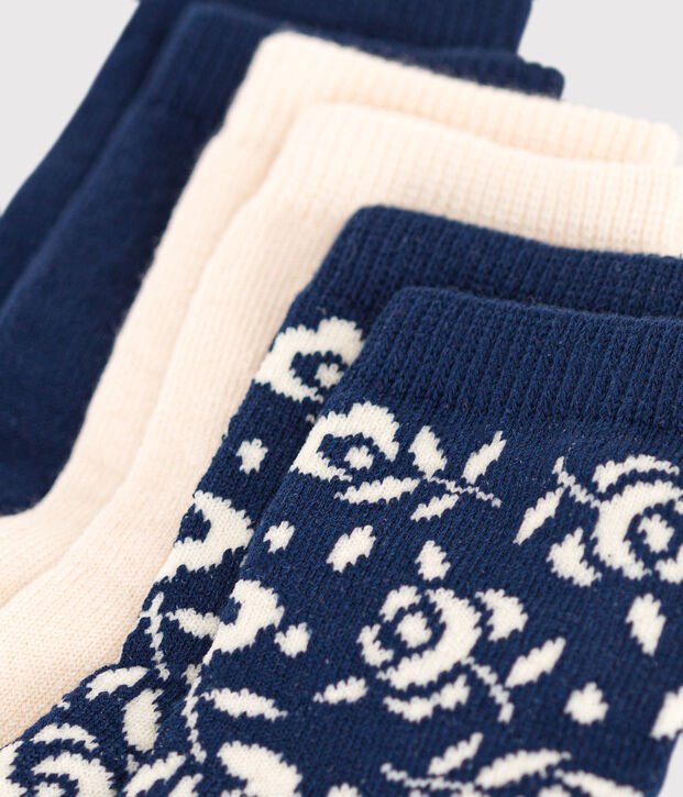 3 paia di calzini beb&egrave; in cotone a fiori multicolore