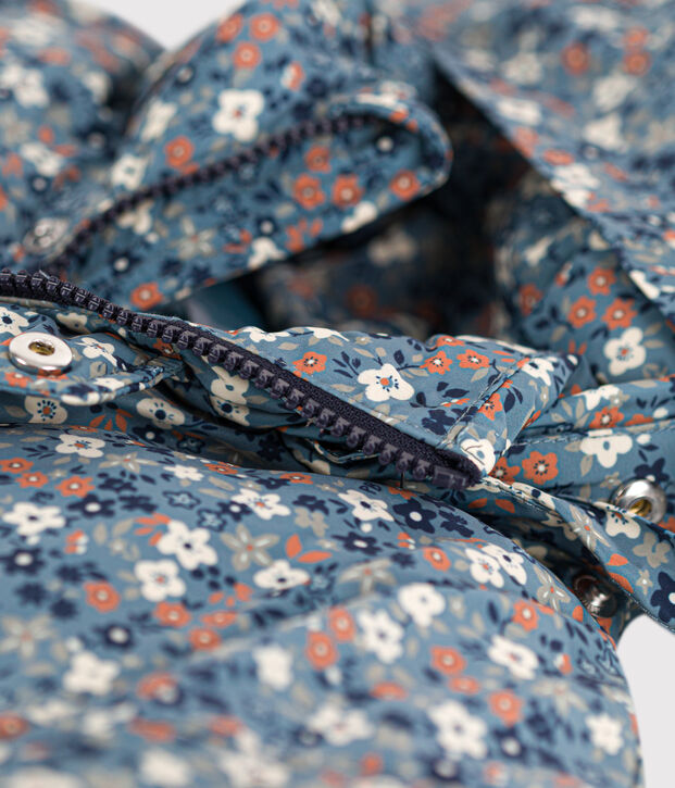 Piumino stampato medio-lungo bambina blu/multicolore