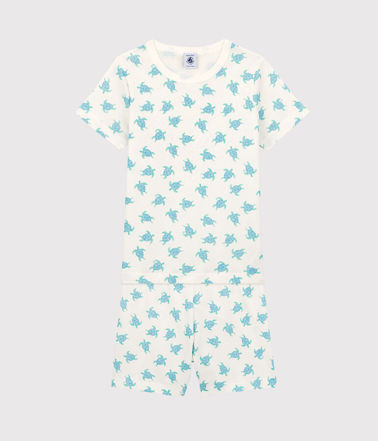 Pigiama corto bambina bambino in cotone bianco MARSHMALLOW/bianco MULTICO