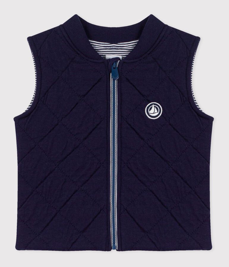 Piumino senza maniche in cotone trapuntato neonato blu