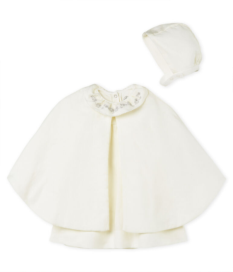 Completo 3 pezzi da cerimonia beb&egrave; femmina in lino multicolore