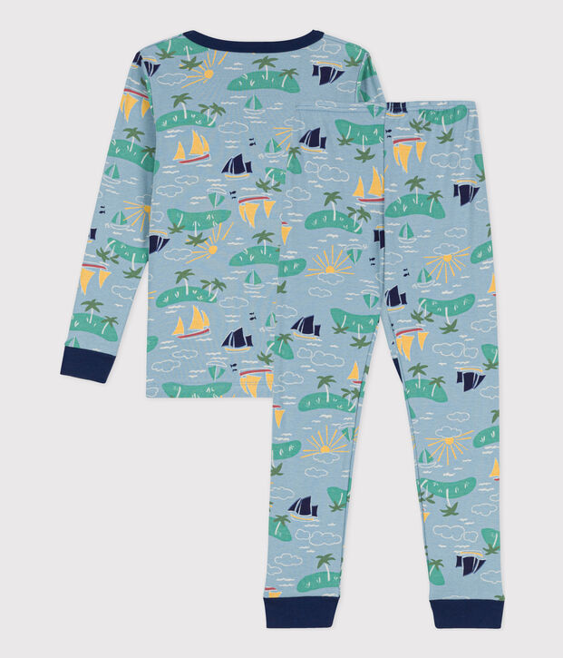 Pigiama aderente in cotone con fantasia esploratore per bimbi, unisex blu/multicolore