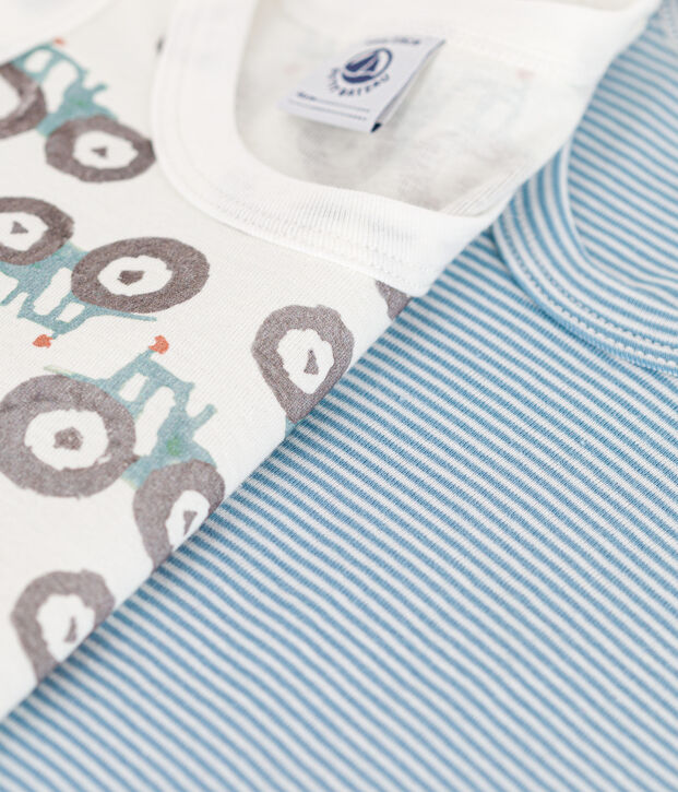 Confezione da 2 canottiere bambino in cotone motivo trattore multicolore