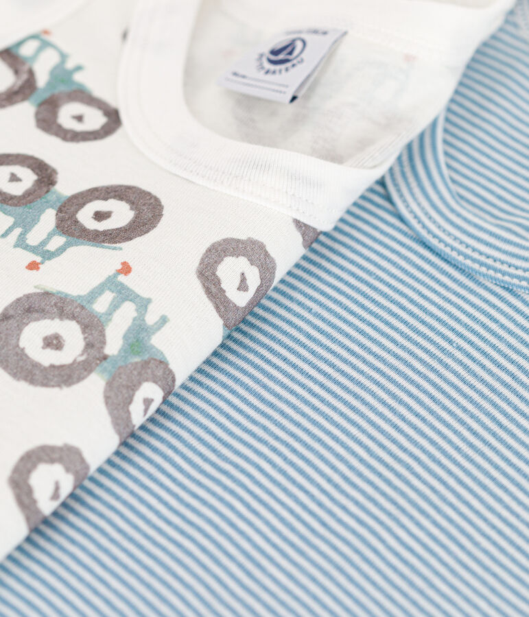 Confezione da 2 canottiere bambino in cotone motivo trattore variante 1