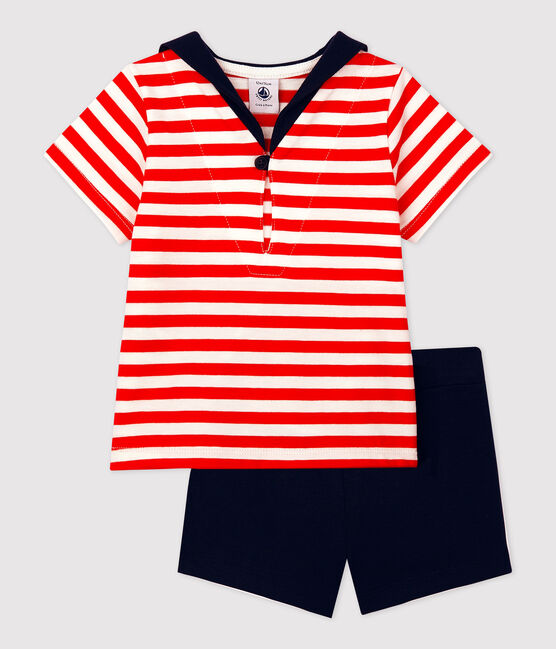Completo due pezzi bebè dallo stile marin rosso PEPS/bianco MULTICO