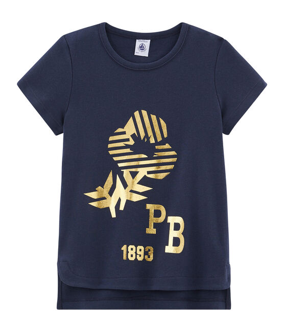 T-shirt a maniche corte bambina blu SMOKING