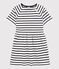 Abito bambina a maniche corte in cotone bianco MARSHMALLOW/blu SMOKING
