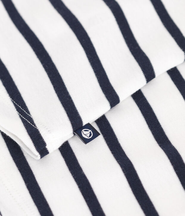 Blusa senza maniche in cotone a righe neonato bianco/blu