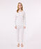 Pigiama in cotone con stampa a cuori donna bianco MARSHMALLOW/bianco MULTICO