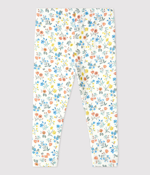 Leggins  beb&egrave; a fiori in cotone bianco/multicolore
