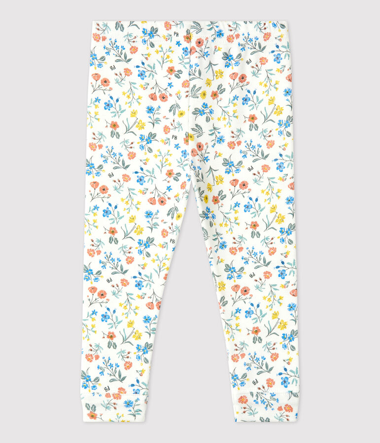 Leggins  beb&egrave; a fiori in cotone bianco/multicolore