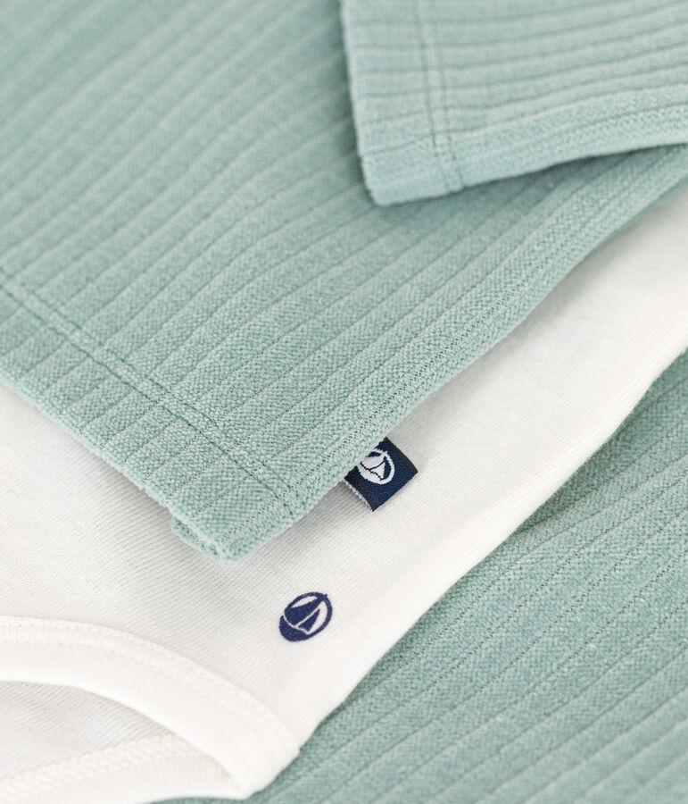 Completo 3 pezzi beb&egrave; in velluto verde