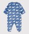 Tutina imbottita in pile con balene stampate neonato blu/bianco