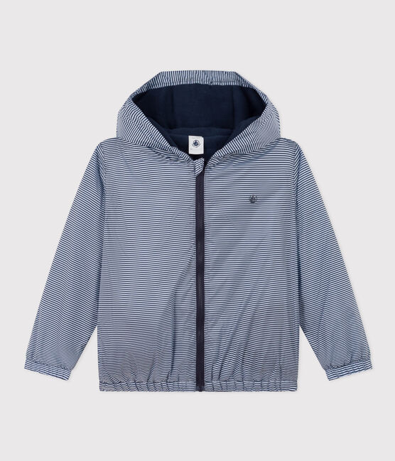 Giacca  antivento calda in poliestere riciclato bambino unisex blu SMOKING/bianco MARSHMALLOW