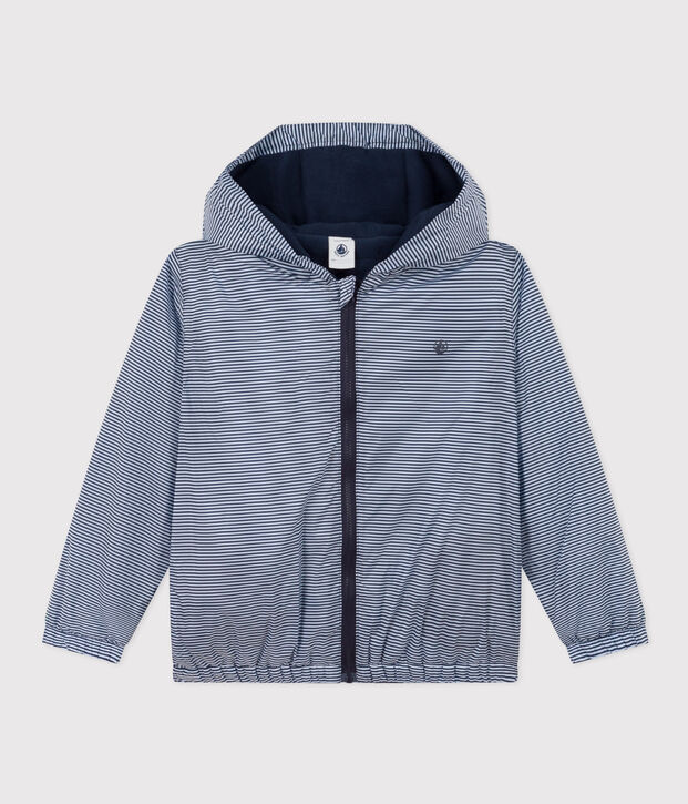 Giacca  antivento calda in poliestere riciclato bambino unisex blu/bianco