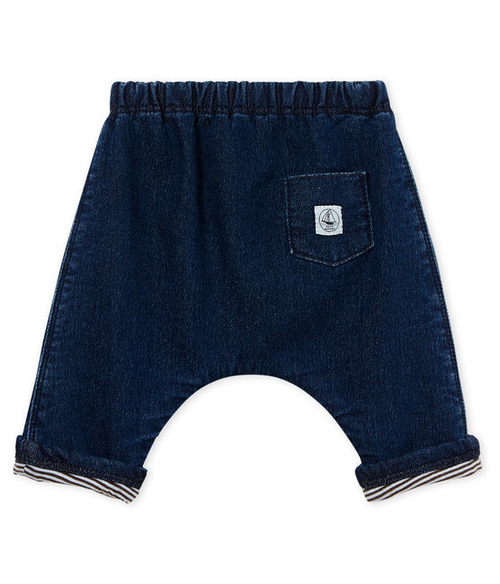 Pantalone bebè unisex doppiato in maglia effetto denim blu DENIM BLEU FONCE CN