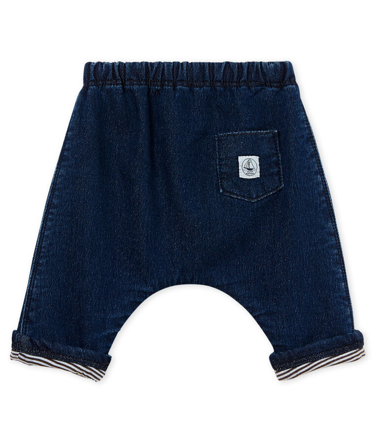 Pantalone beb&egrave; unisex doppiato in maglia effetto denim blu