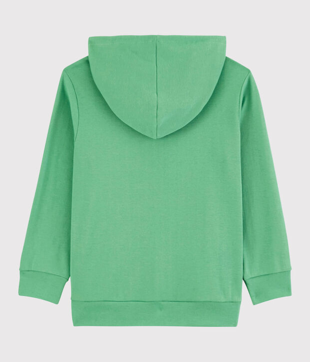 Felpa con zip e cappuccio in cotone bambino verde