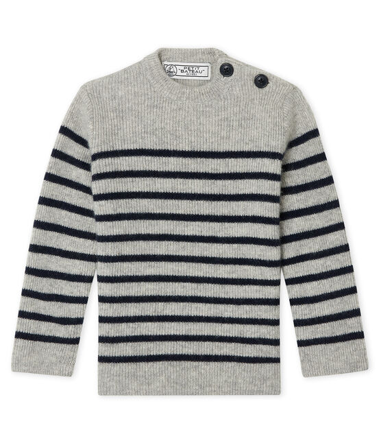 Pull in cachemire bebè maschio grigio BELUGA/blu SMOKING