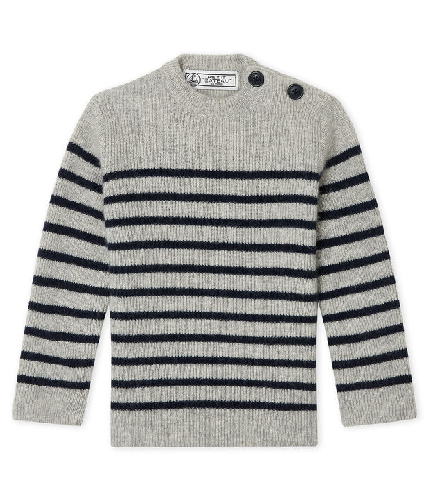 Pull in cachemire beb&egrave; maschio grigio/blu